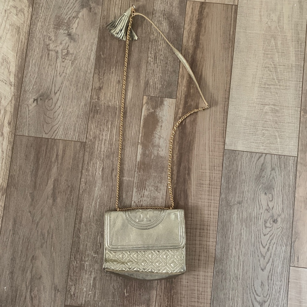 gold tory birch cross body bag